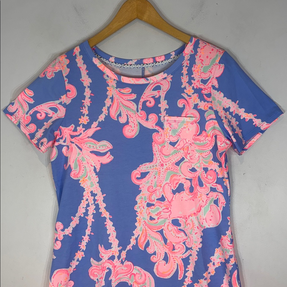 Lilly Pulitzer DECLAN DRESS medium GO WITH THE FLOW ENG Blue Peri NWOT - Picture 5 of 15